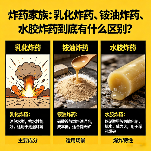 华坪炸药家族：乳化炸药、铵油炸药、水胶炸药到底有什么区别？